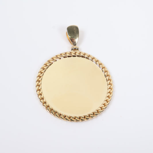 14K YG Memorial Cuban Link Pendant / 10.8gr / 1.5in /