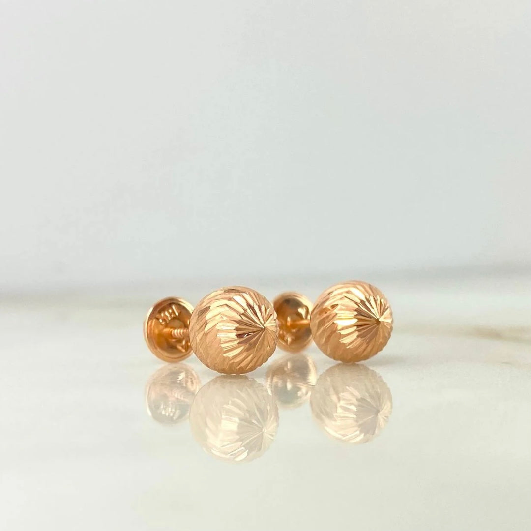 18K Rose Gold Diamond Cut Ball Stud Earrings 7mm – C4G