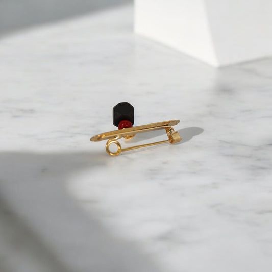 10K YG Dios Me Bendiga Plate Azabache Brooch / 0.5gr / 0.8in /