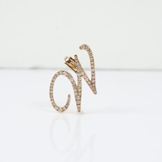 10K YG Diamond Letter W Italics Pendant / 2.8gr / 0.8in / D-0.80Ct