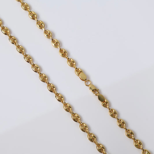18K YG Modern Designer Link Chain / 12.4gr / 4.5mm / 25in /