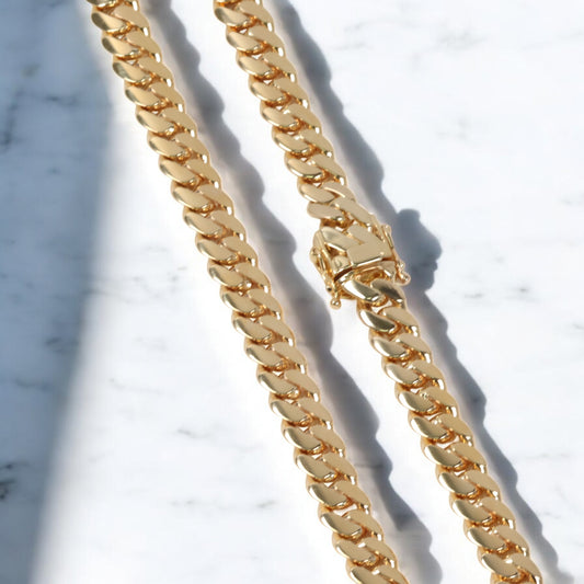 10K YG CL Cuban Links Chain / 184.5gr / 11.9mm / 20in /