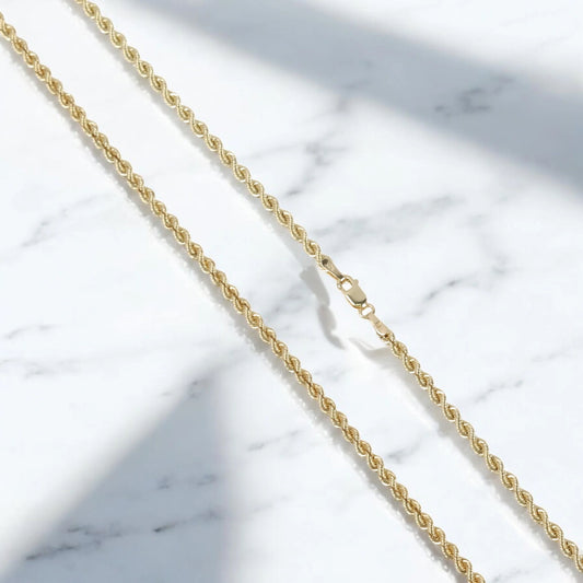 14K YG Rope Solid Chain / 16.7gr / 2.5mm / 24in /
