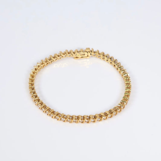 14K YG Diamond Luxury Bracelet / 13gr / 4.2mm / 7in / 1Ct Dia