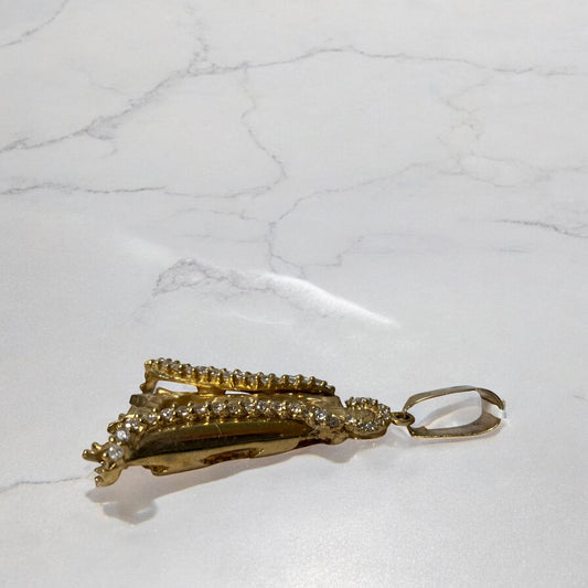 10K Yellow Gold San Lazaro Pendant With Zirconia / 12.1gr