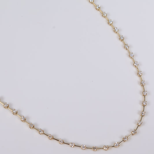 14K YG Lab Diamond Tennis Chain / 8.95gr / 2mm / 18in / 2.52 CTTW Lab VS / E-F