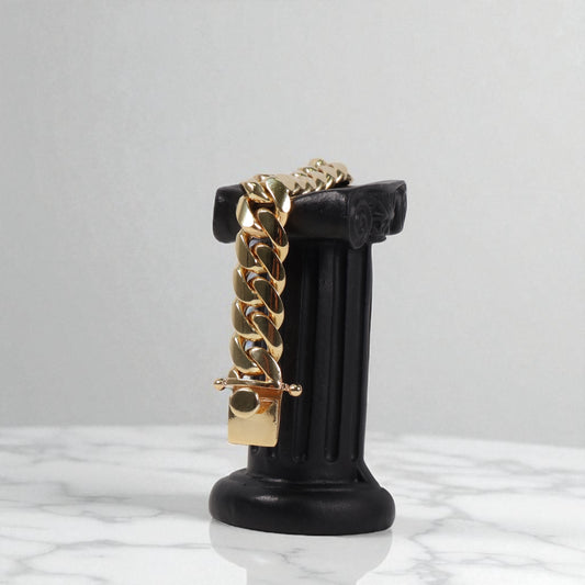 10K YG Cuban Links Bracelet / 95.3gr / 13mm - 7 3/4in /