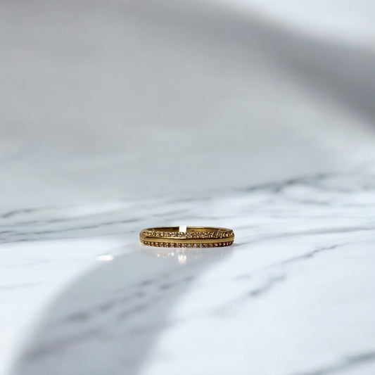 18K Yellow Gold Double Churumbela Ring With Zircons / 2.2gr / Size 5.5