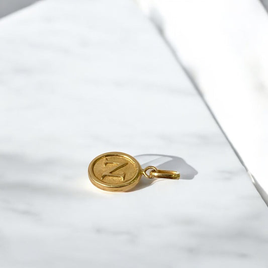 18K Yellow Gold Letter N Pendant / 0.51gr