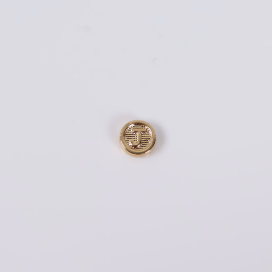 18K YG Letter J Textured Circle Ironwork / 0.2gr / 7mm /