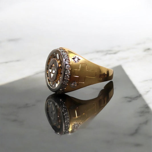 14K 2 Tone Luxury Ring / 11.50 gr / Sz 10 1/2