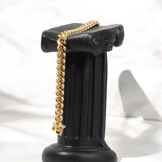 14K YG Micro Cuban Bracelet / 26.13gr / 6.2mm / 8in /