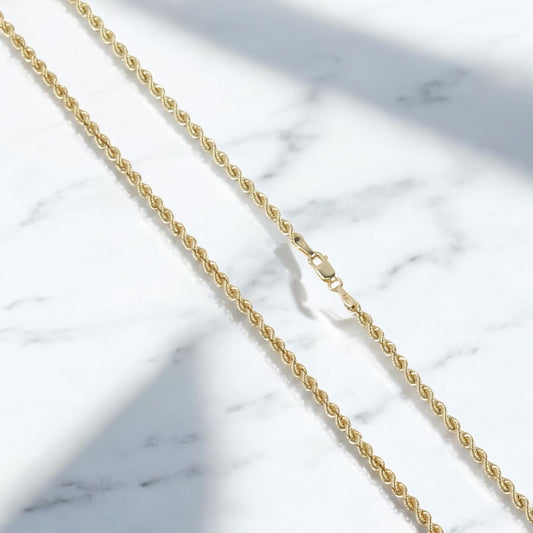 14K YG Rope Chain / 10.91gr / 2.8mm / 24in /
