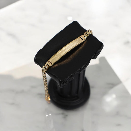 14K YG Cuban Link Name Plate Bracelet / 15.21gr / 5mm / 8in