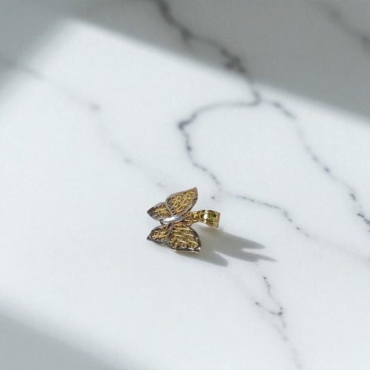 14K Yellow - White Gold Butterfly Pendant / 0.5gr / 0.5in