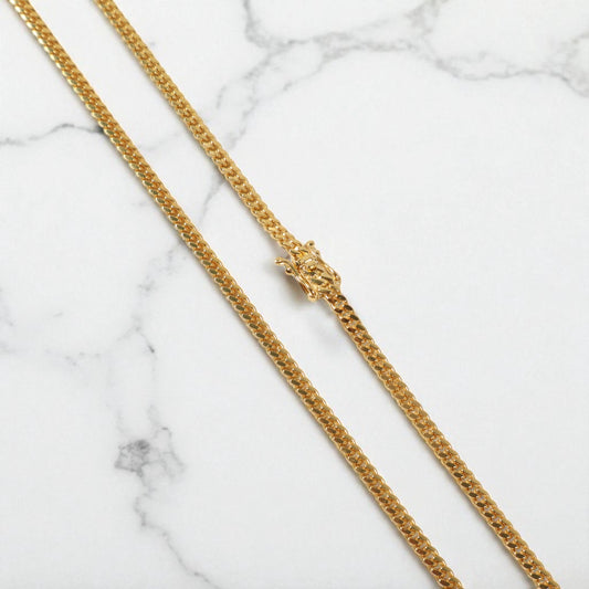 14K YG Micro Cuban Links Chain / 12.4gr / 2.8mm / 20in /