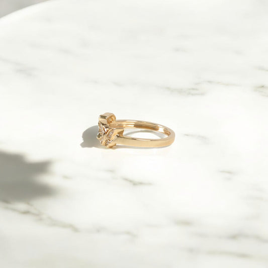 10K YG Diamond Butterfly - Letter A rings / 2.35gr / Sz 6.5 / 0.1Wt Dia