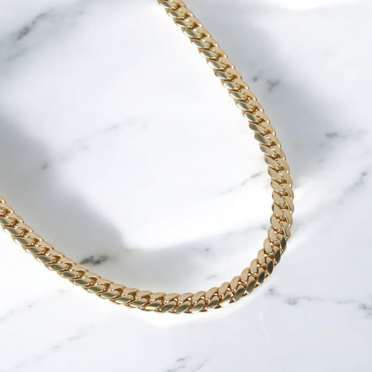 10K YG Cuban Links Chain / 98.95gr / 7.8mm / 24in /