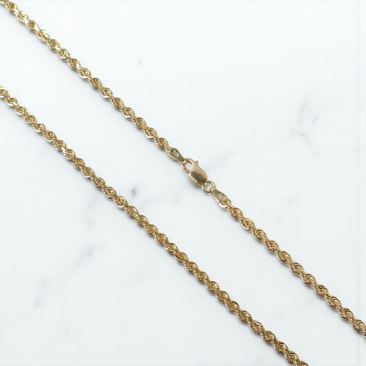 10K YG Rope Solid Chain / 13.76gr / 3mm / 20in /