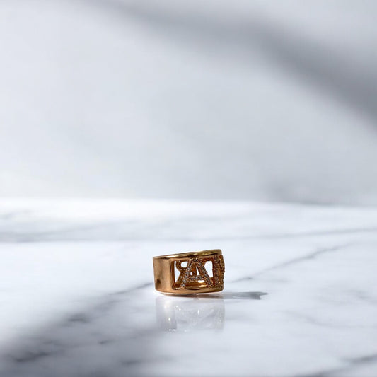 18K Rose Gold Amor Ring With Zircons / 7.5gr / Size 6