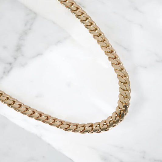 10K YG Cuban Links Chain / 160.23gr / 9.5mm / 24.5in /