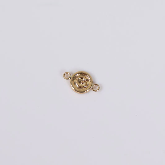 18K YG Letter G Textured Circle Ironwork / 0.25 / 7mm /