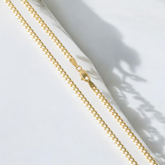14K YG American Cuban Link Chain / 7.29gr / 3.2mm / 24in /