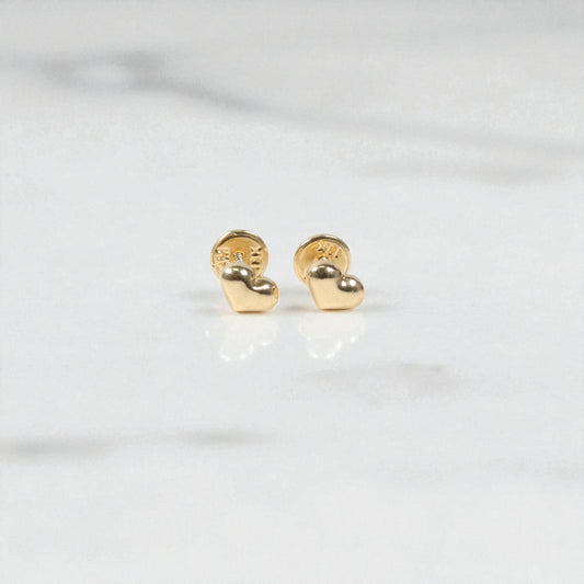 18K YG Heart Stud Earrings / 0.55gr / 6mm /