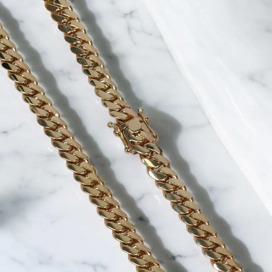 10K YG Cuban Links Chain / 91.35gr / 7.8mm / 22in /