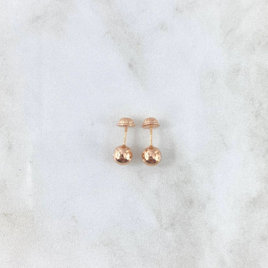 18K Rose Gold Smooth Ball Stud Earrings / 0.45gr / 4mm
