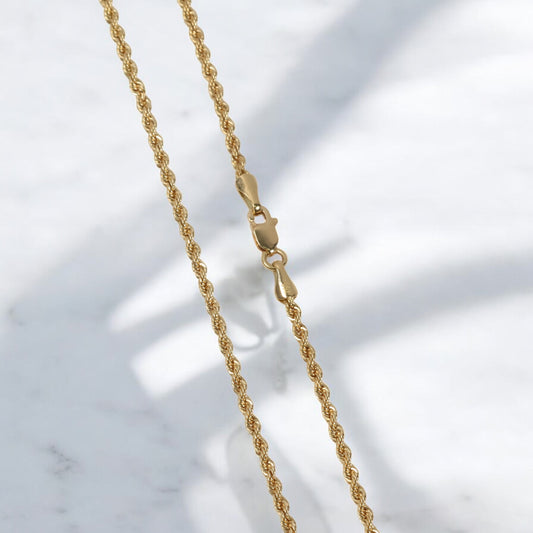 18K YG Hollow Rope Chain / 3.53gr / 2.2mm / 20in /