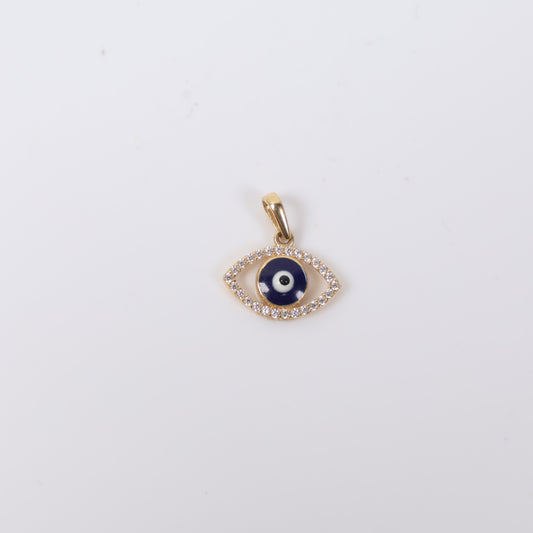 18K YG Evil Eye Pendant / 1.1gr / 0.6in / White Zircons