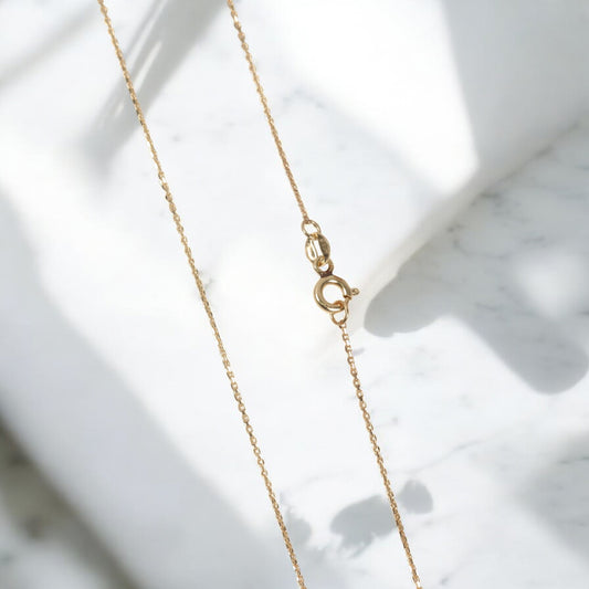 14K Yellow Gold Letter F Jewelry Set / 1.5gr / 1.2mm / 18in
