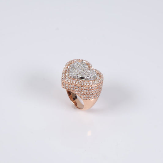 10K RG Diamond Small Heart Ring / 7.16gr / Sz 7 / 3.03Ct / VS2-SI / G-H