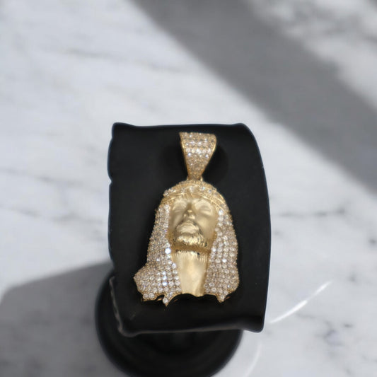 14K YG Jesus Face Pendant / 8.60gr / 2in