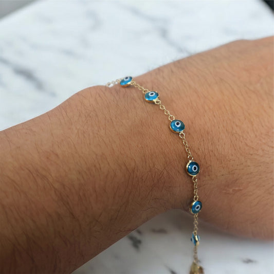 14K YG Evil Eye Bracelet / 2.20gr / 7.5in
