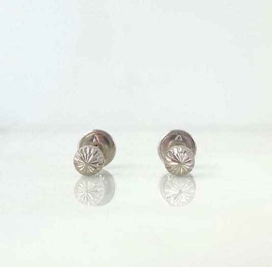 18K White Gold Diamond Cut Ball Stud Earrings / 0.55gr / 4mm