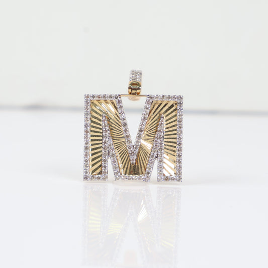10K YG Diamond Letter M Pendant / 4.24gr / 0.8in / D-0.82Ct