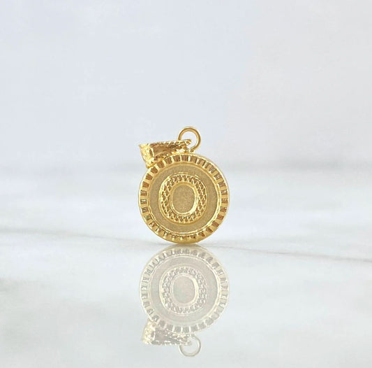 18K Yellow Gold Letter O Mate Pendant Bordered Circle / 0.55gr / 0.3in