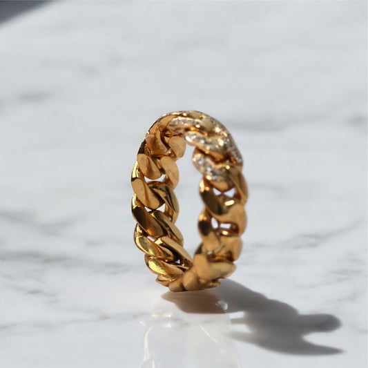10K YG Diamond Cuban Links Ring Ring / 10.30Gr / Sz 12