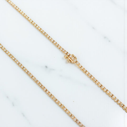 14K YG Diamond Tennis Chain / 19.1gr / 2mm / 21in / D-6.03Ct