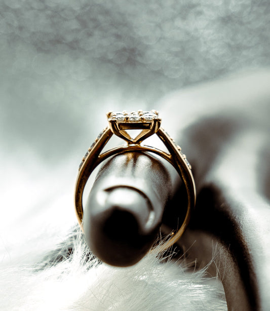 Princess Engagement Ring 10K Yellow Gold With Diamonds / 2.5gr / Size 7