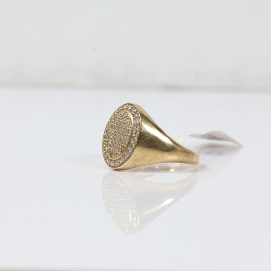 10K YG Luxury Oval Rings / 4.56gr / Sz 10.5 / White Zircons