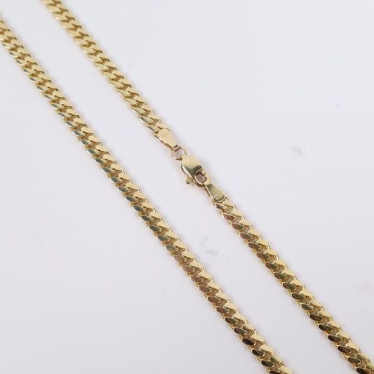 10K YG Micro Cuban Links Chain / 20.9gr / 3.2mm / 24in /