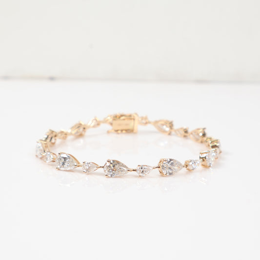 14K YG Lab Diamond Pear Brilliant Bracelet / 7.34gr / 5.4mm / 7in / CVD-10.35Ct