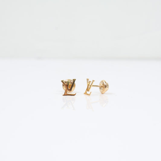 18K YG Lv Stud Earrings / 0.6gr / 6mm /