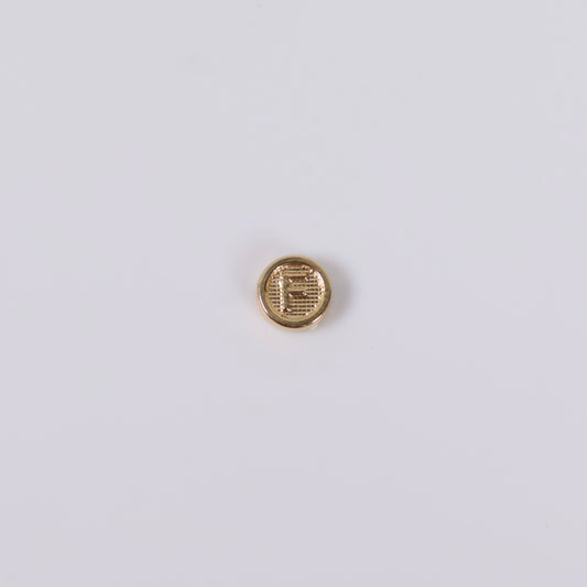 18K YG Letter F Textured Circle Ironwork / 0.2gr / 7mm /