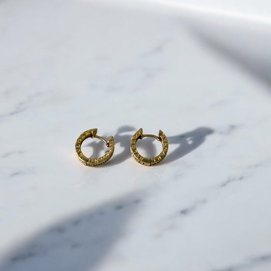 18K Yellow Gold Bulgari Hoop Earrings With Zircons / 5.1gr