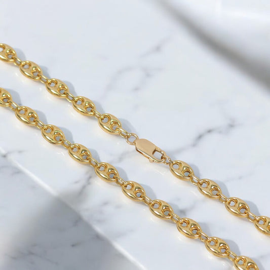18K YG Gc Link Chain / 28.8gr / 7mm / 24.5in /