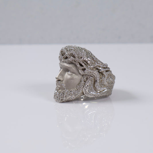 10K WG Diamond Jesus Face Rings / 31.2gr / Sz 10 / Ct Dia